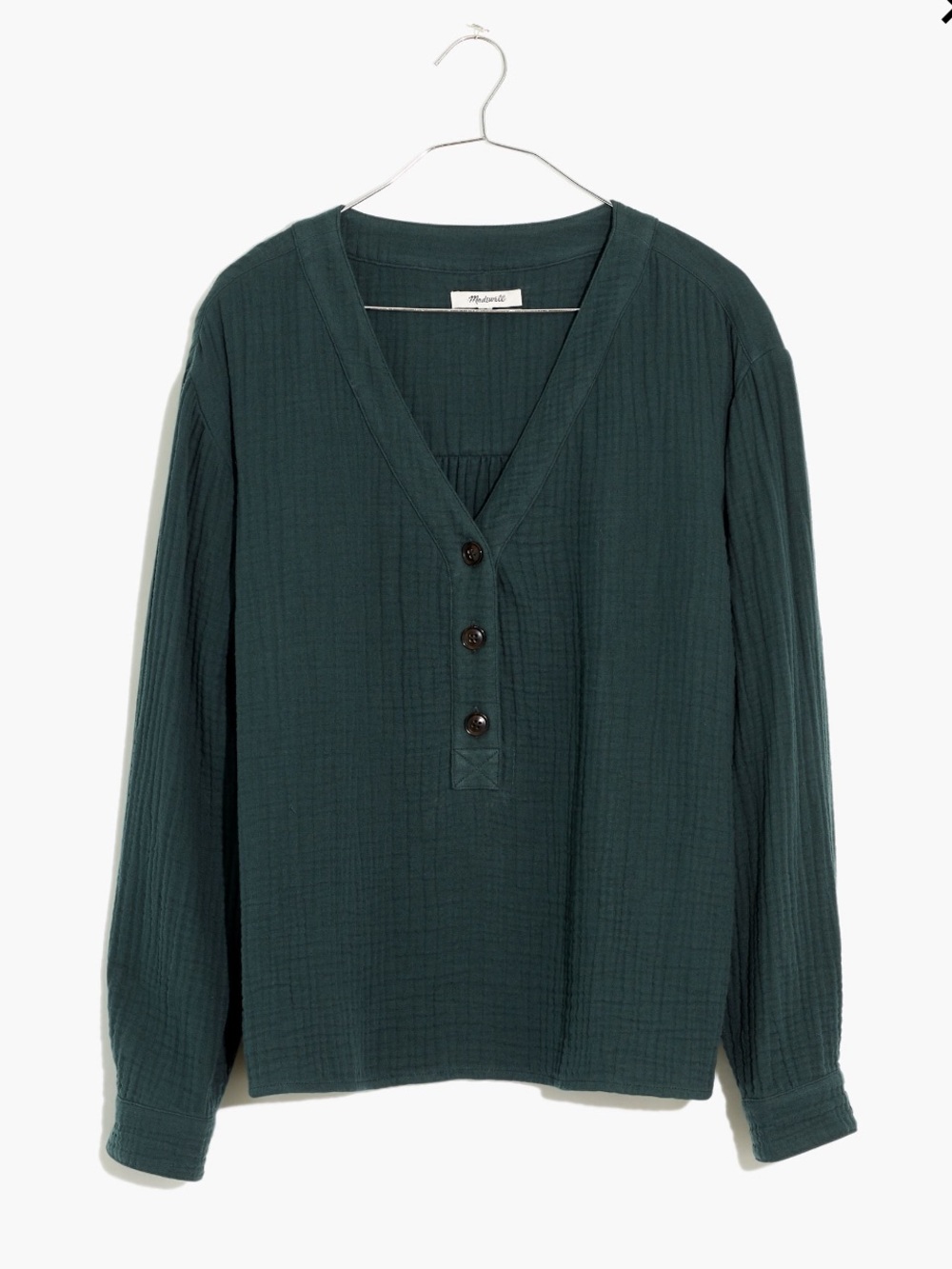 Madewell Lightspun Evert Top — Midnight Green